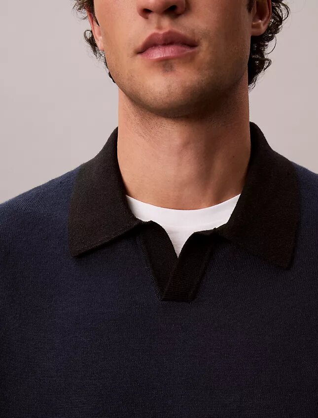 Maglione polo in misto lino Maglione polo in misto lino