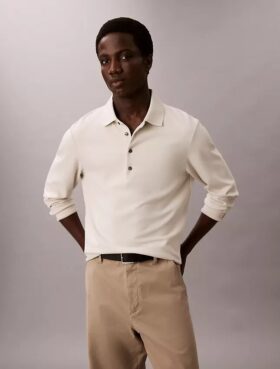 Maglione polo jacquard dal taglio morbido