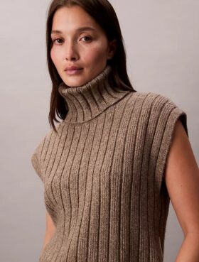 Maglione senza maniche a costine
