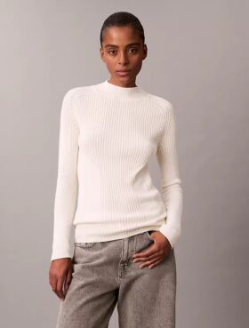 Maglione slim a coste in cotone Maglione slim a coste in cotone