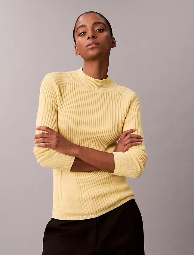 Maglione slim a coste in cotone Maglione slim a coste in cotone