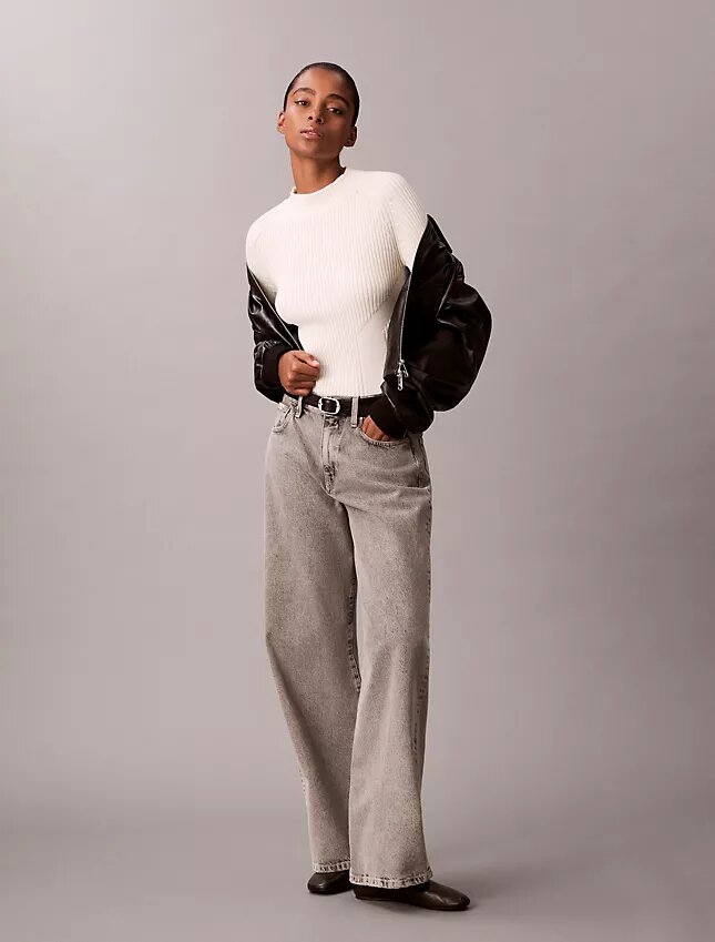 Maglione slim a coste in cotone Maglione slim a coste in cotone