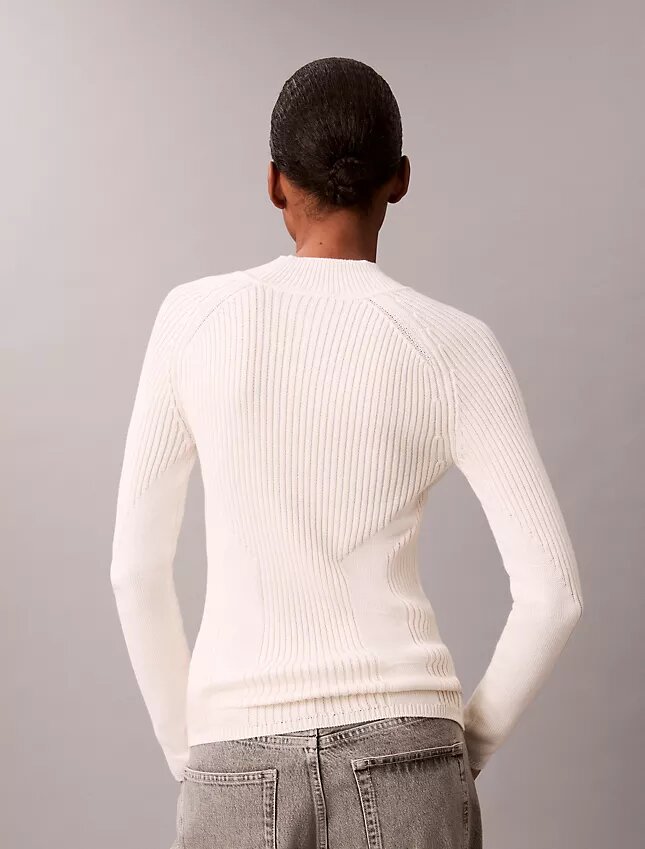 Maglione slim a coste in cotone Maglione slim a coste in cotone