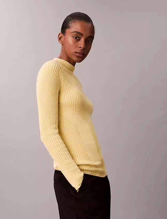 Maglione slim a coste in cotone Maglione slim a coste in cotone