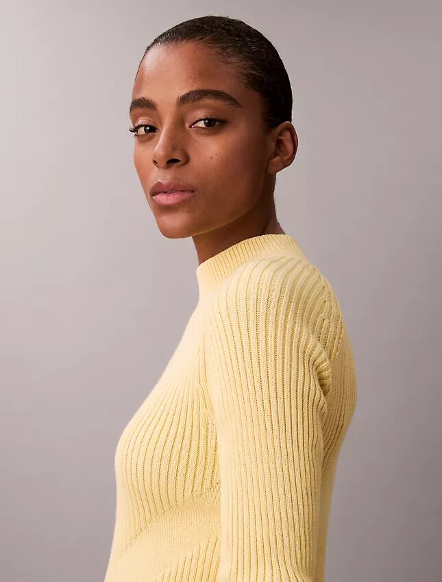 Maglione slim a coste in cotone Maglione slim a coste in cotone