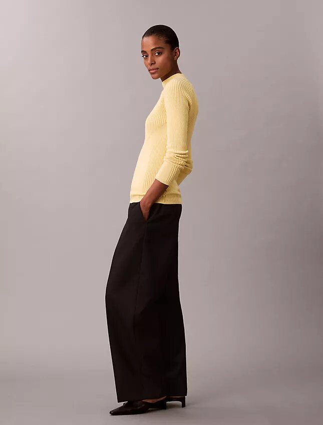Maglione slim a coste in cotone Maglione slim a coste in cotone