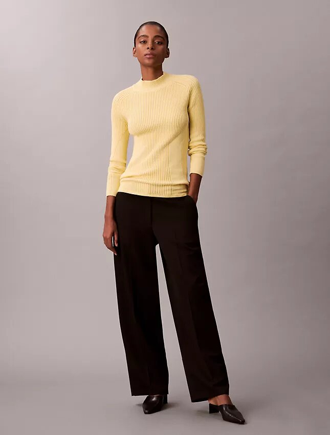 Maglione slim a coste in cotone Maglione slim a coste in cotone