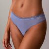 Microfiber Thong with Lace Trim Microfiber Thong with Lace Trim