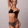 Microfiber Thong with Lace Trim Microfiber Thong with Lace Trim