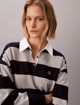 Mini abito polo a righe varsity