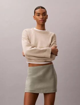 Mini gonna-pantaloncino in misto lino
