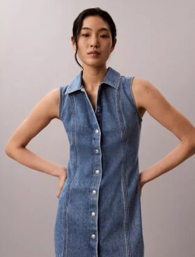 Miniabito con cuciture in Denim