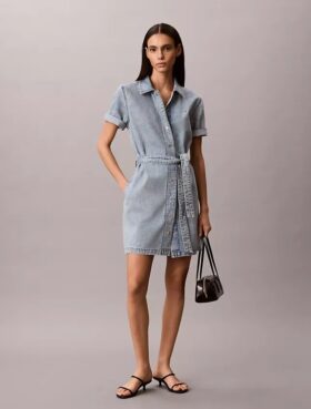 Miniabito in denim con cintura