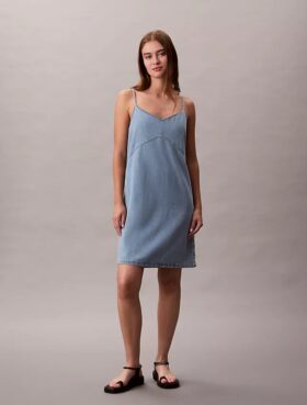 Miniabito in denim con spalline
