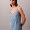 Miniabito in denim con spalline