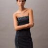 Miniabito in denim senza spalline