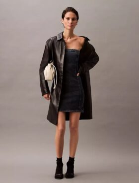 Miniabito in denim senza spalline