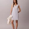 Miniabito in misto cotone con scollo a V
