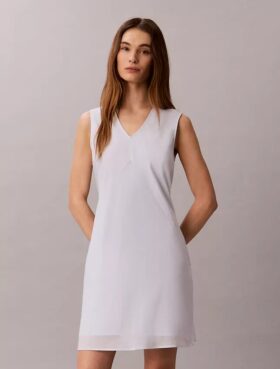 Miniabito in misto cotone con scollo a V Miniabito in misto cotone con scollo a V