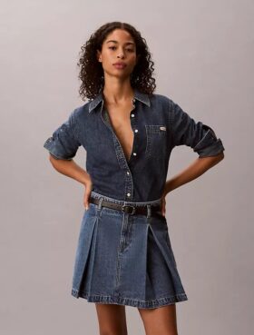Minigonna in Denim a pieghe