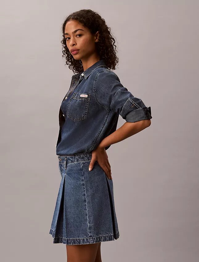 Minigonna in Denim a pieghe Minigonna in Denim a pieghe