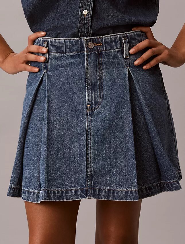 Minigonna in Denim a pieghe Minigonna in Denim a pieghe