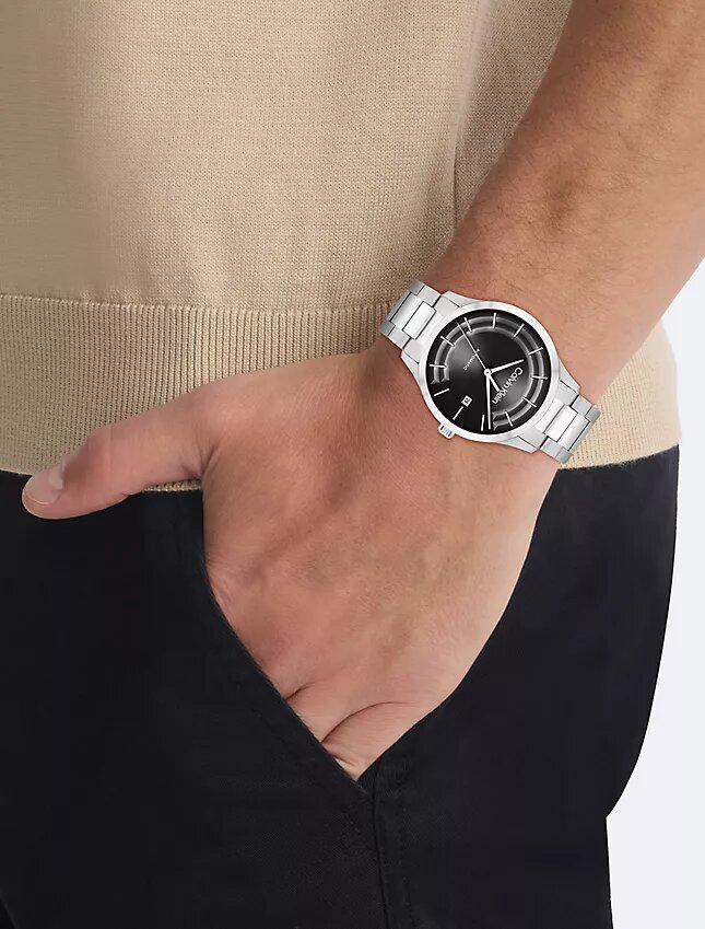 Orologio con bracciale automatico a maglie a H Orologio con bracciale automatico a maglie a H