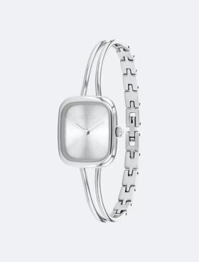 Orologio con bracciale rigido e quadrante spazzolato