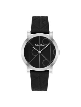 Orologio con quadrante con emblema su tutta la superficie e cinturino in pelle