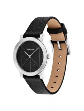 Orologio con quadrante con emblema su tutta la superficie e cinturino in pelle