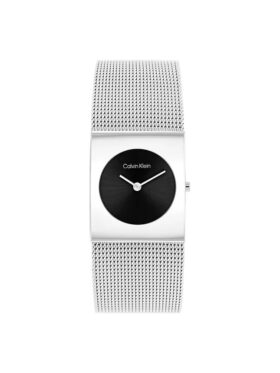 Orologio con quadrante geometrico e bracciale a maglia
