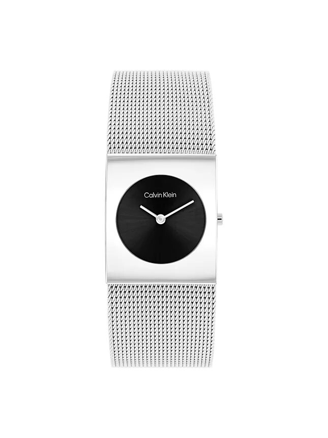 Orologio con quadrante geometrico e bracciale a maglia Orologio con quadrante geometrico e bracciale a maglia