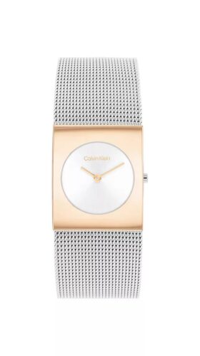 Orologio con quadrante geometrico e bracciale a maglia