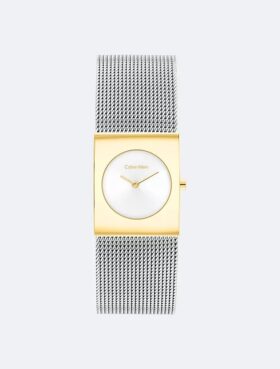 Orologio con quadrante geometrico e bracciale a maglia