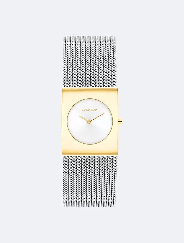 Orologio con quadrante geometrico e bracciale a maglia Orologio con quadrante geometrico e bracciale a maglia