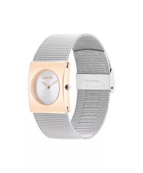 Orologio con quadrante geometrico e bracciale a maglia