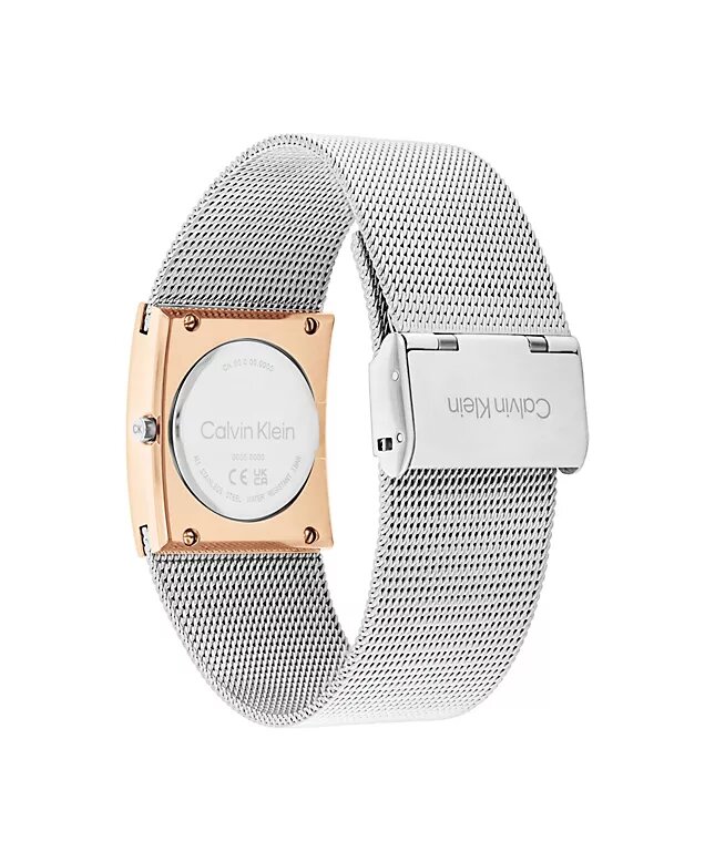 Orologio con quadrante geometrico e bracciale a maglia Orologio con quadrante geometrico e bracciale a maglia