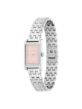 Orologio con quadrante rettangolare e bracciale a maglie