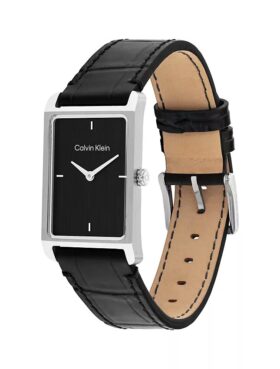 Orologio con quadrante rettangolare e cinturino in pelle