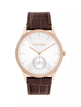 Orologio con quadrante spazzolato e cinturino in pelle