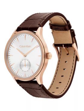 Orologio con quadrante spazzolato e cinturino in pelle