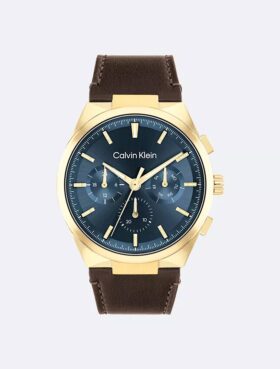Orologio multifunzione con cinturino in pelle