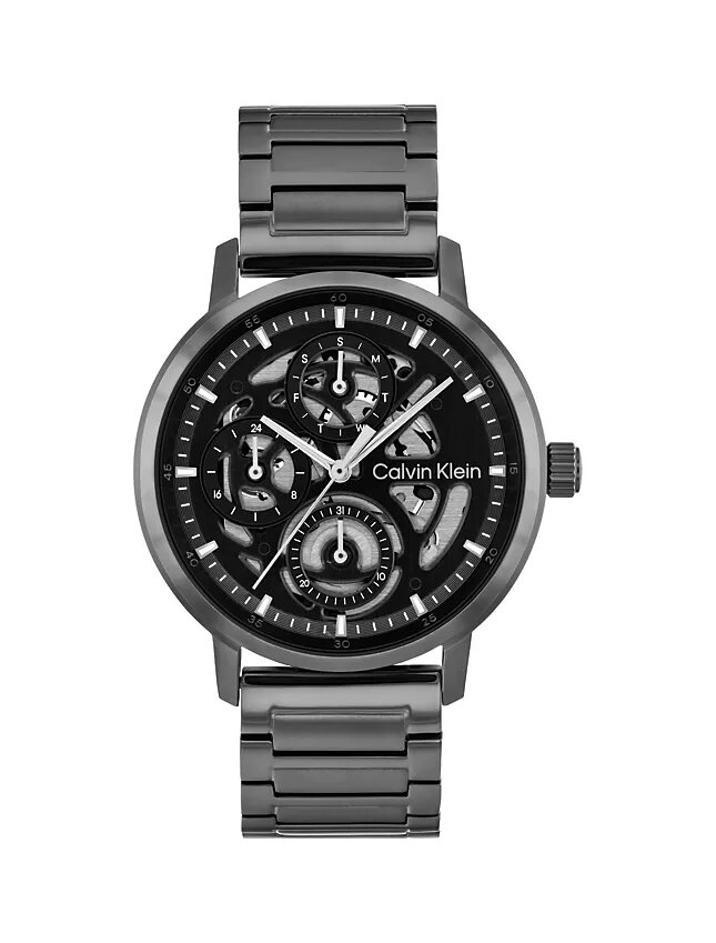 Orologio multifunzione con quadrante a vista e bracciale a maglie Orologio multifunzione con quadrante a vista e bracciale a maglie
