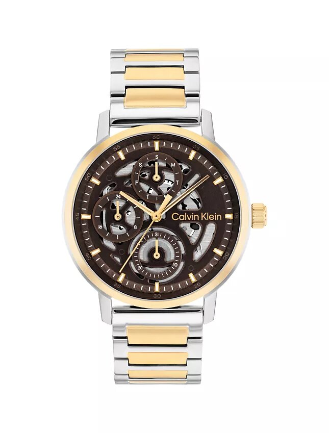 Orologio multifunzione con quadrante a vista e bracciale a maglie Orologio multifunzione con quadrante a vista e bracciale a maglie