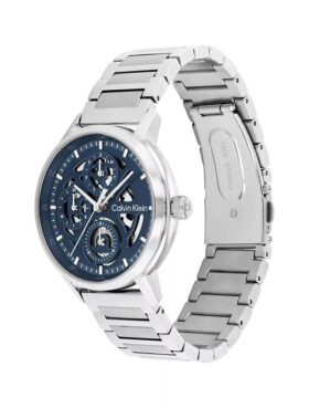 Orologio multifunzione con quadrante a vista e bracciale a maglie