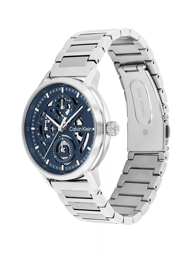 Orologio multifunzione con quadrante a vista e bracciale a maglie Orologio multifunzione con quadrante a vista e bracciale a maglie