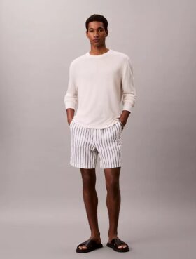 Pantaloncini a righe in misto lino