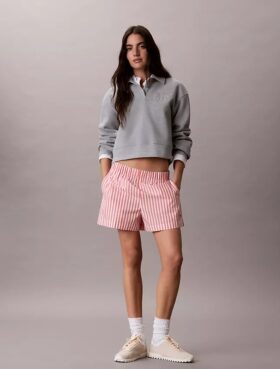 Pantaloncini a righe in popeline di cotone