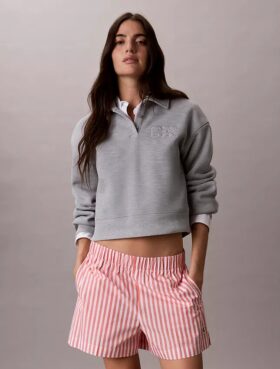 Pantaloncini a righe in popeline di cotone