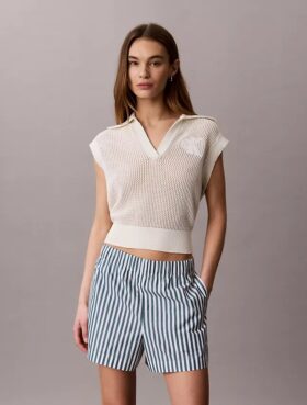 Pantaloncini a righe in popeline di cotone